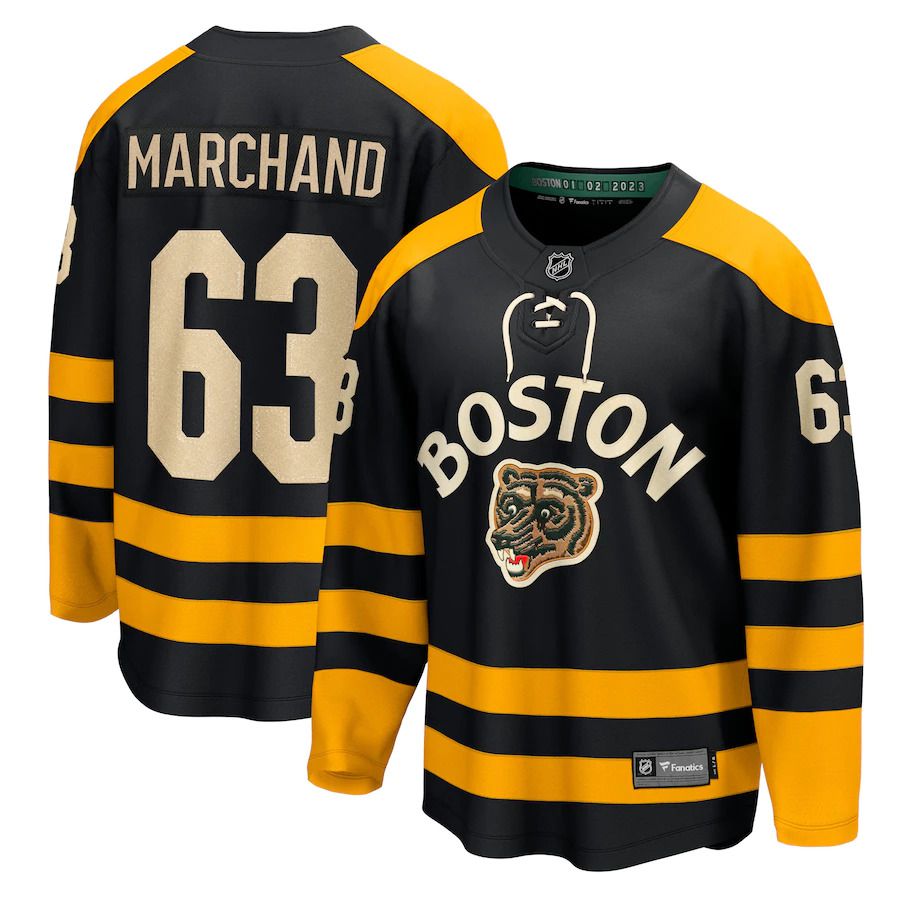 Men Boston Bruins #63 Brad Marchand Fanatics Branded Black 2023 Winter Classic Player NHL Jersey->boston bruins->NHL Jersey